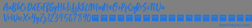 GoodVibesDemo-Schriftart – Blaue Schriften auf grauem Hintergrund