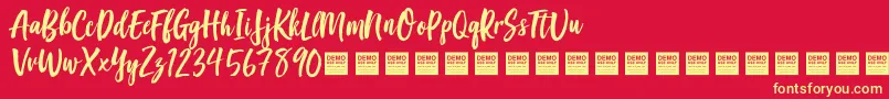 Fonte GoodVibesDemo – fontes amarelas em um fundo vermelho