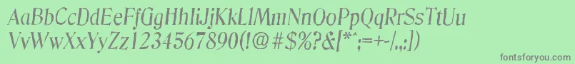 フォントDenverantiqueItalic – 緑の背景に灰色の文字