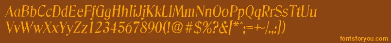 DenverantiqueItalic-Schriftart – Orangefarbene Schriften auf braunem Hintergrund