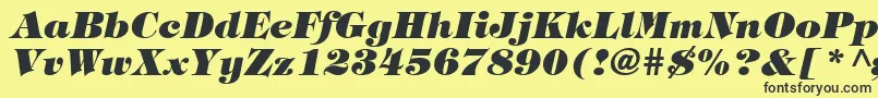 Czcionka TringlandHeavyItalic – czarne czcionki na żółtym tle