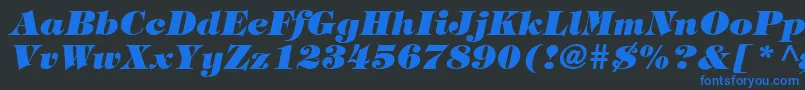 フォントTringlandHeavyItalic – 黒い背景に青い文字