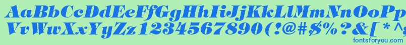 Шрифт TringlandHeavyItalic – синие шрифты на зелёном фоне