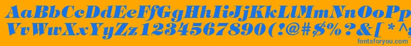 TringlandHeavyItalic-Schriftart – Blaue Schriften auf orangefarbenem Hintergrund