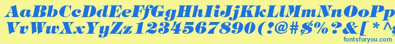 TringlandHeavyItalic-Schriftart – Blaue Schriften auf gelbem Hintergrund