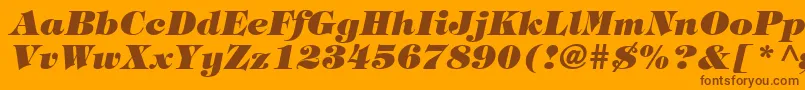 TringlandHeavyItalic-fontti – ruskeat fontit oranssilla taustalla