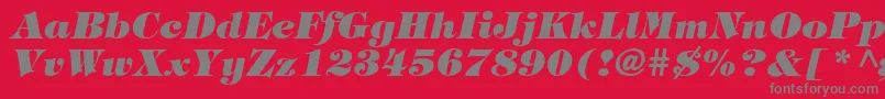 TringlandHeavyItalic-fontti – harmaat kirjasimet punaisella taustalla