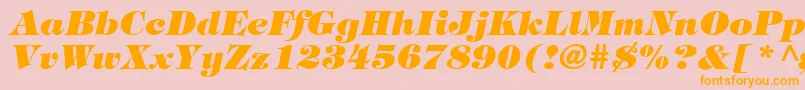 Fonte TringlandHeavyItalic – fontes laranjas em um fundo rosa