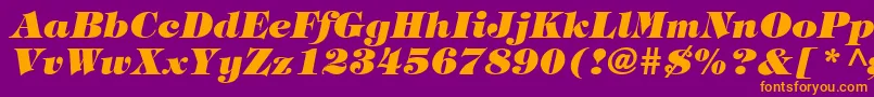TringlandHeavyItalic-Schriftart – Orangefarbene Schriften auf violettem Hintergrund