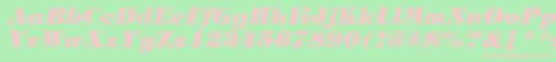 TringlandHeavyItalic-fontti – vaaleanpunaiset fontit vihreällä taustalla