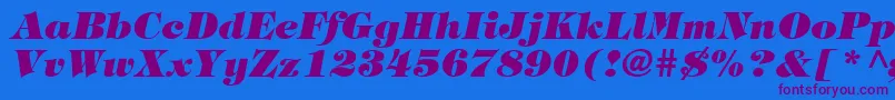 Czcionka TringlandHeavyItalic – fioletowe czcionki na niebieskim tle
