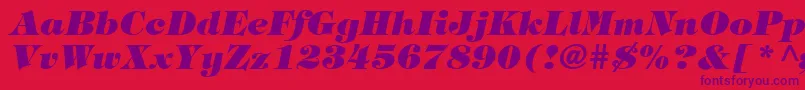 Czcionka TringlandHeavyItalic – fioletowe czcionki na czerwonym tle