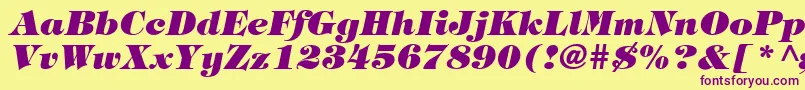 Czcionka TringlandHeavyItalic – fioletowe czcionki na żółtym tle