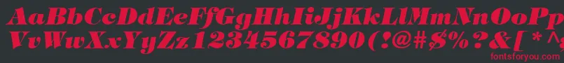 フォントTringlandHeavyItalic – 黒い背景に赤い文字