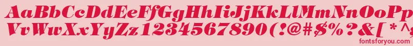 TringlandHeavyItalic-fontti – punaiset fontit vaaleanpunaisella taustalla