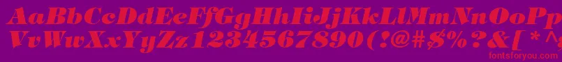 Fonte TringlandHeavyItalic – fontes vermelhas em um fundo violeta