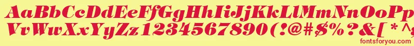 TringlandHeavyItalic-fontti – punaiset fontit keltaisella taustalla