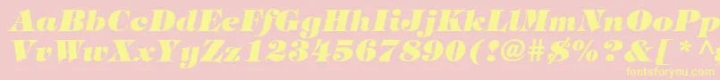 Czcionka TringlandHeavyItalic – żółte czcionki na różowym tle