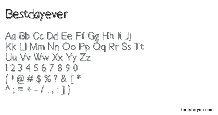 Czcionka Bestdayever – alfabet, cyfry, specjalne znaki