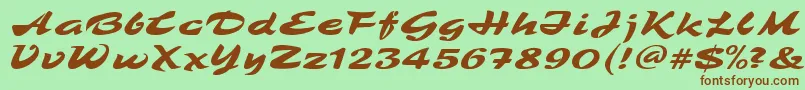 Fonte TamboRegular – fontes marrons em um fundo verde