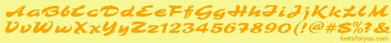 フォントTamboRegular – オレンジの文字が黄色の背景にあります。