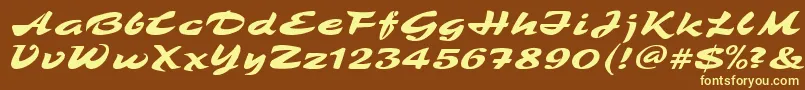 Fonte TamboRegular – fontes amarelas em um fundo marrom