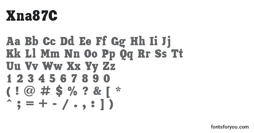 A fonte Xna87C – alfabeto, números, caracteres especiais