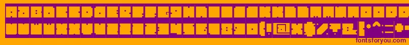 Weitere Informationen zur BlockInverse-Schriftart BlockInverse-Schriftart – Violette Schriften auf orangefarbenem Hintergrund