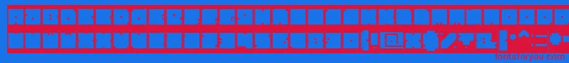 BlockInverse-Schriftart – Rote Schriften auf blauem Hintergrund
