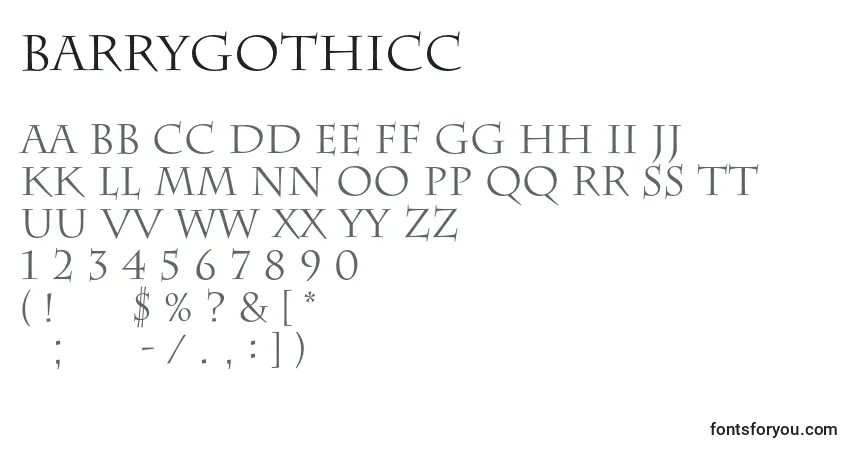 Barrygothicc-fontti – aakkoset, numerot, erikoismerkit