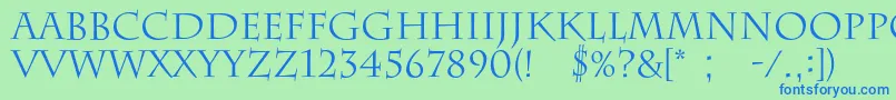 Barrygothicc Font – Blue Fonts on Green Background