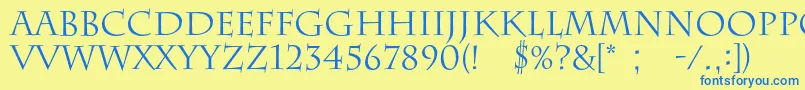 Barrygothicc Font – Blue Fonts on Yellow Background