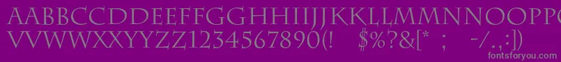 フォントBarrygothicc – 紫の背景に灰色の文字