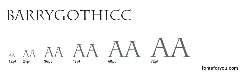 Размеры шрифта Barrygothicc