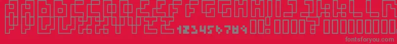 FourPixelCapsOutline Font – Gray Fonts on Red Background