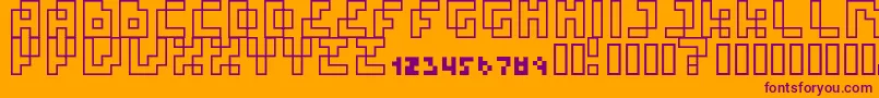 FourPixelCapsOutline Font – Purple Fonts on Orange Background