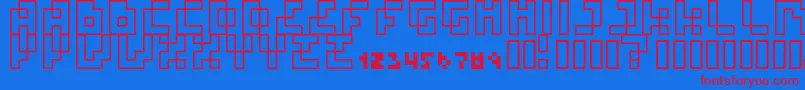 フォントFourPixelCapsOutline – 赤い文字の青い背景