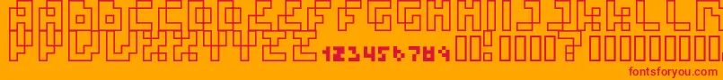 FourPixelCapsOutline Font – Red Fonts on Orange Background