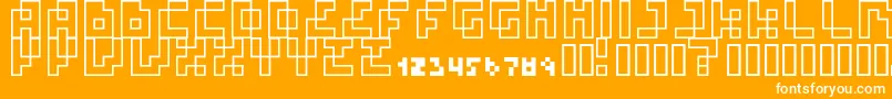 FourPixelCapsOutline Font – White Fonts on Orange Background