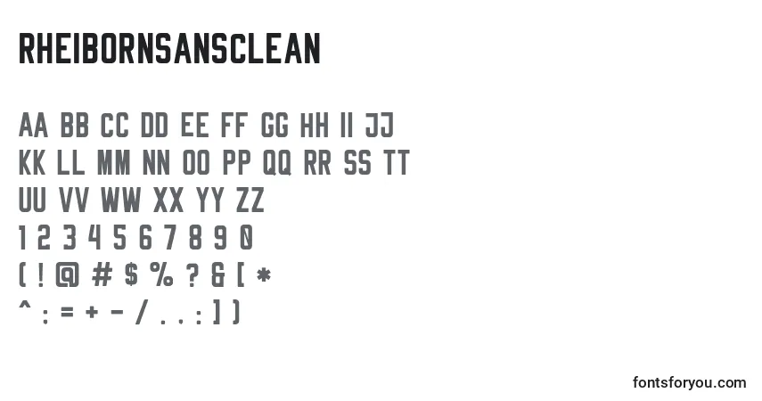 Czcionka RheibornSansClean (50455) – alfabet, cyfry, specjalne znaki
