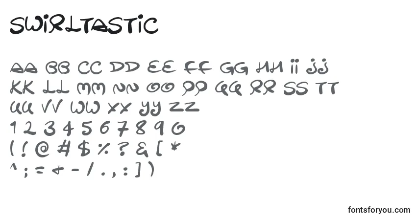 Schriftart Swirltastic (50456) – Alphabet, Zahlen, spezielle Symbole