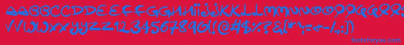 Swirltastic-Schriftart – Blaue Schriften auf rotem Hintergrund