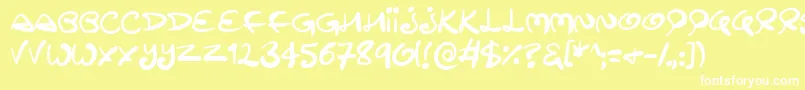 フォントSwirltastic – 黄色い背景に白い文字