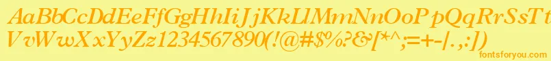 フォントTerminussskBoldItalic – オレンジの文字が黄色の背景にあります。
