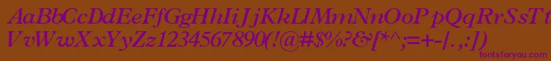 TerminussskBoldItalic-Schriftart – Violette Schriften auf braunem Hintergrund