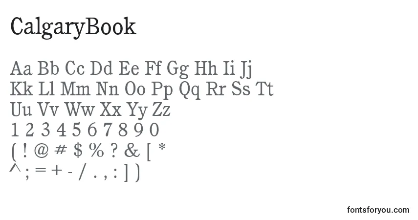 Czcionka CalgaryBook – alfabet, cyfry, specjalne znaki