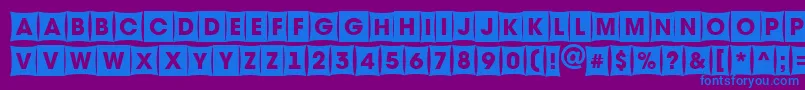 Avante8-fontti – siniset fontit violetilla taustalla