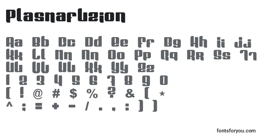 Schriftart Plasmafuzion – Alphabet, Zahlen, spezielle Symbole