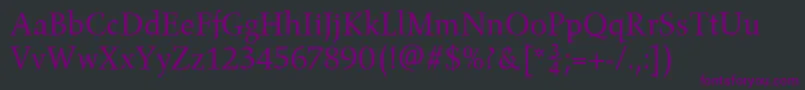 フォントGilgameshBookPlain – 黒い背景に紫のフォント