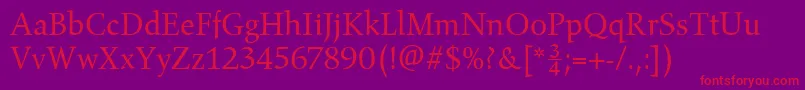 GilgameshBookPlain Font – Red Fonts on Purple Background